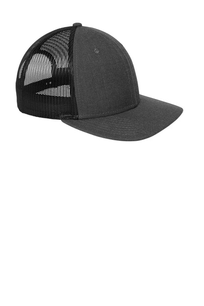 Front View of HtGrph/Blk New Era Snapback Low Profile Trucker Cap NE207 plain