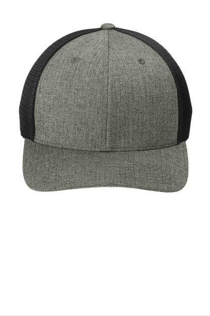 Front View of HtGrph/Blk Port Authority Flexfit 110 Mesh Cap C110 plain