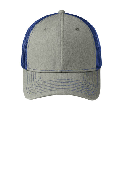 Front View of HtGy/PatBl Port Authority Snapback Trucker Cap. C402 plain