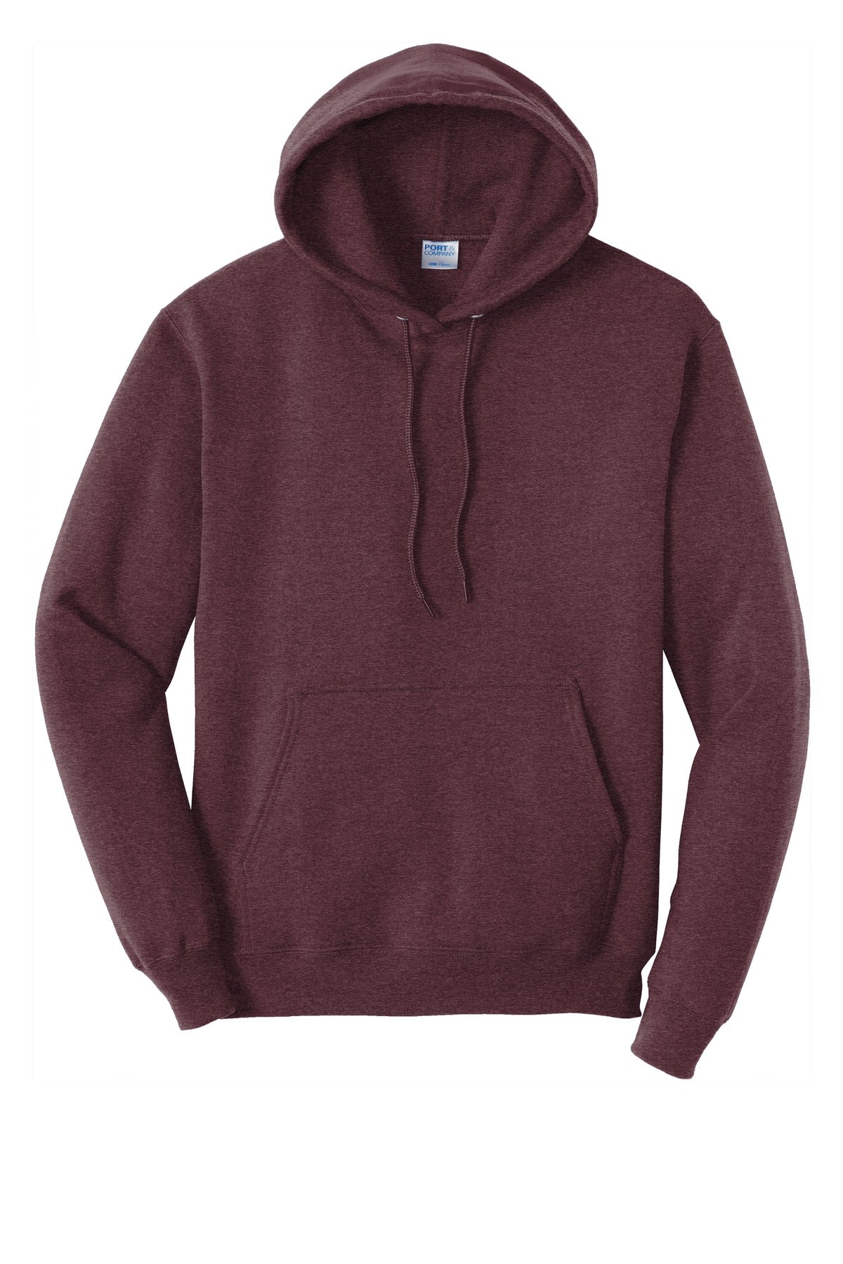 Front View of Hthr Ath Marn Port & Co Core Fleece Pullover Hooded Sweatshirt. PC78H plain