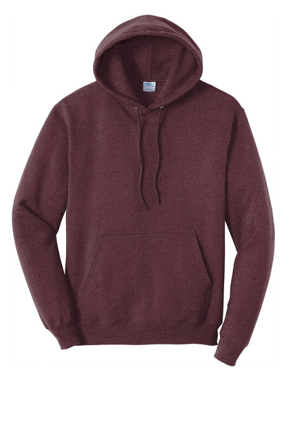 Front View of Hthr Ath Marn Port & Co Core Fleece Pullover Hooded Sweatshirt. PC78H plain