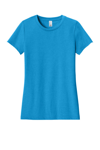 Front View of Hthr Brt Turqu District Women's Perfect Blend CVC Tee. DM108L plain