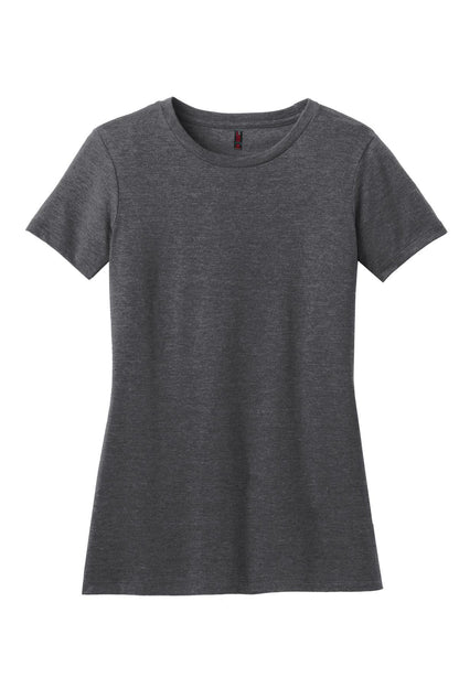 Front View of Hthr Charcoal District Women's Perfect Blend CVC Tee. DM108L plain