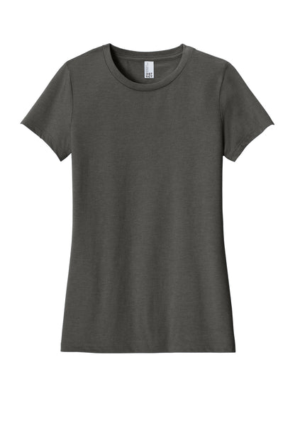 Front View of Hthr Charcoal District Women's Perfect Blend CVC Tee. DM108L plain