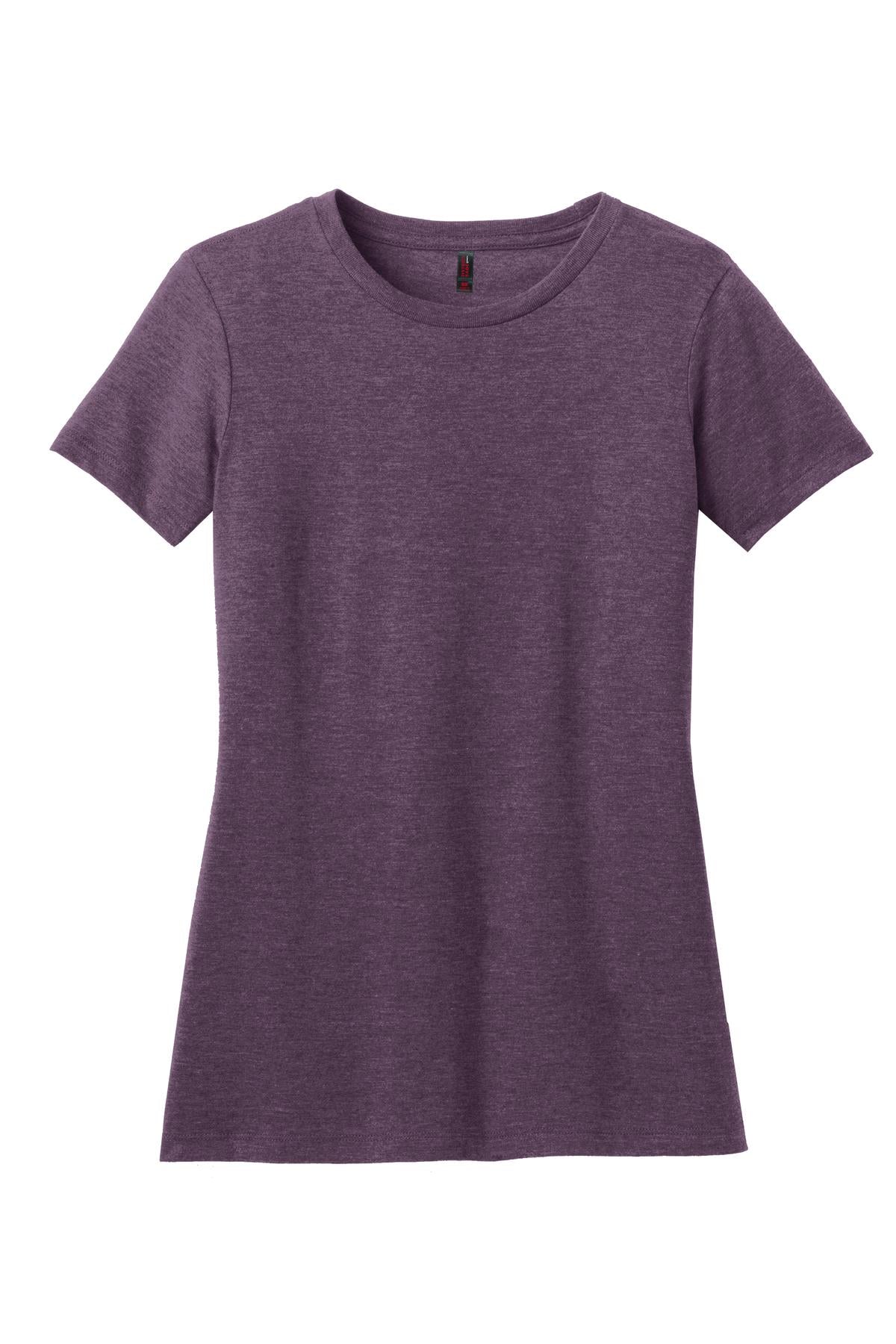 Front View of Hthr Eggplant District Women's Perfect Blend CVC Tee. DM108L plain