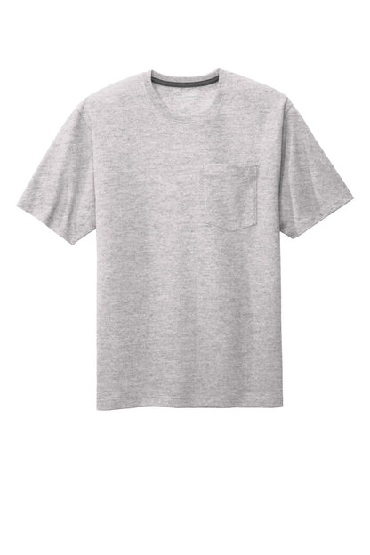 Front View of Hthr Grey CornerStone Workwear Pocket Tee CS430 plain