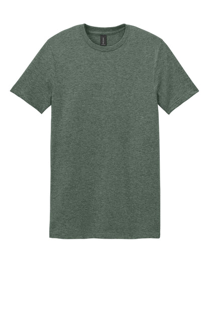 Front View of Hthr Mltry Grn Gildan Softstyle T-Shirt. 64000 plain