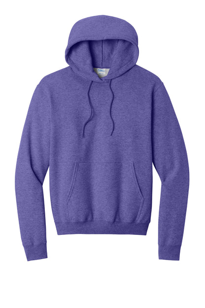 Front View of Hthr Purple Port & Co Core Fleece Pullover Hooded Sweatshirt. PC78H plain