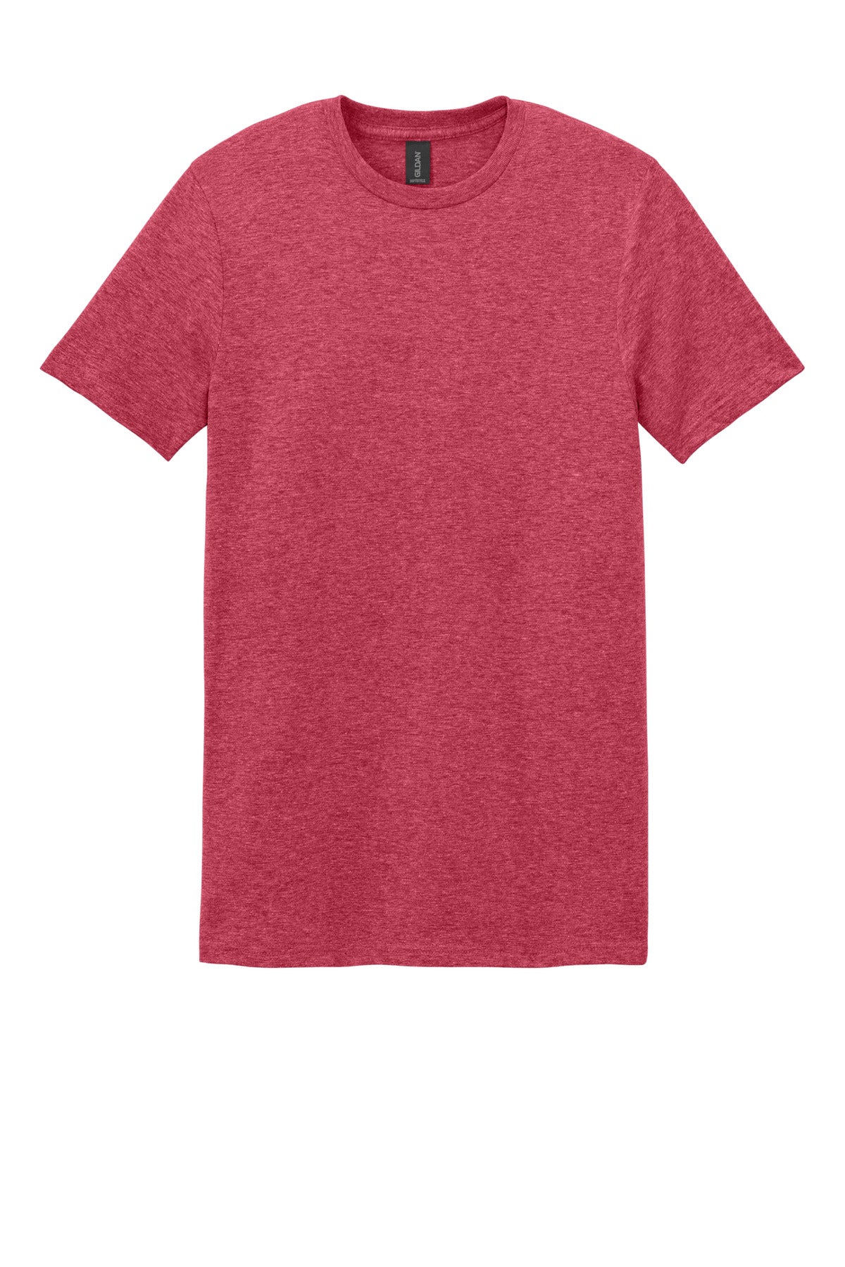 Front View of Hthr Red Gildan Softstyle T-Shirt. 64000 plain