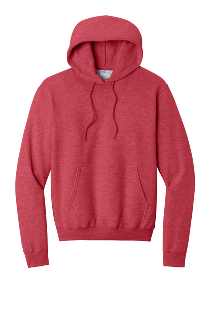 Front View of Hthr Red Port & Co Core Fleece Pullover Hooded Sweatshirt. PC78H plain