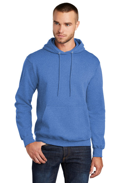 Front View of Hthr Royal Port & Co Core Fleece Pullover Hooded Sweatshirt. PC78H plain
