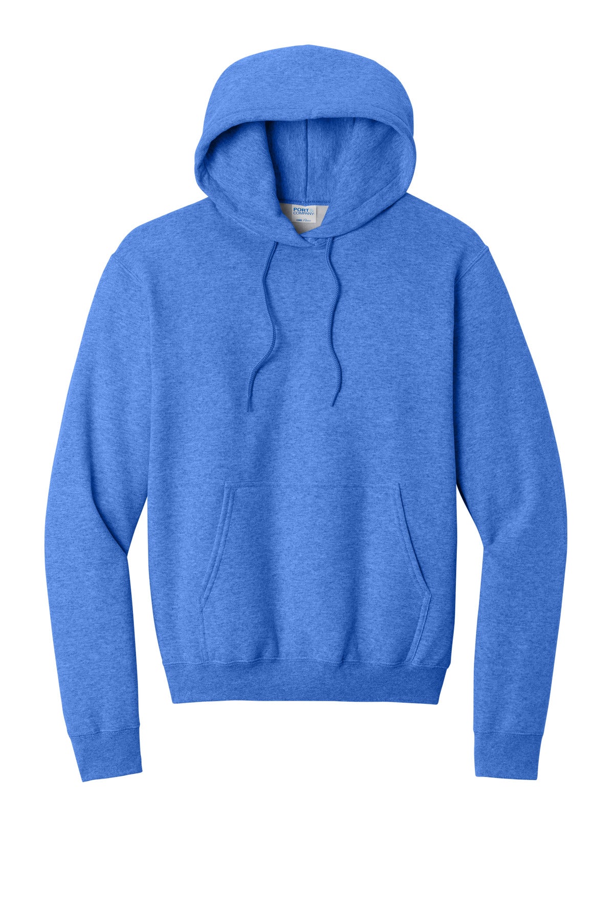 Front View of Hthr Royal Port & Co Core Fleece Pullover Hooded Sweatshirt. PC78H plain