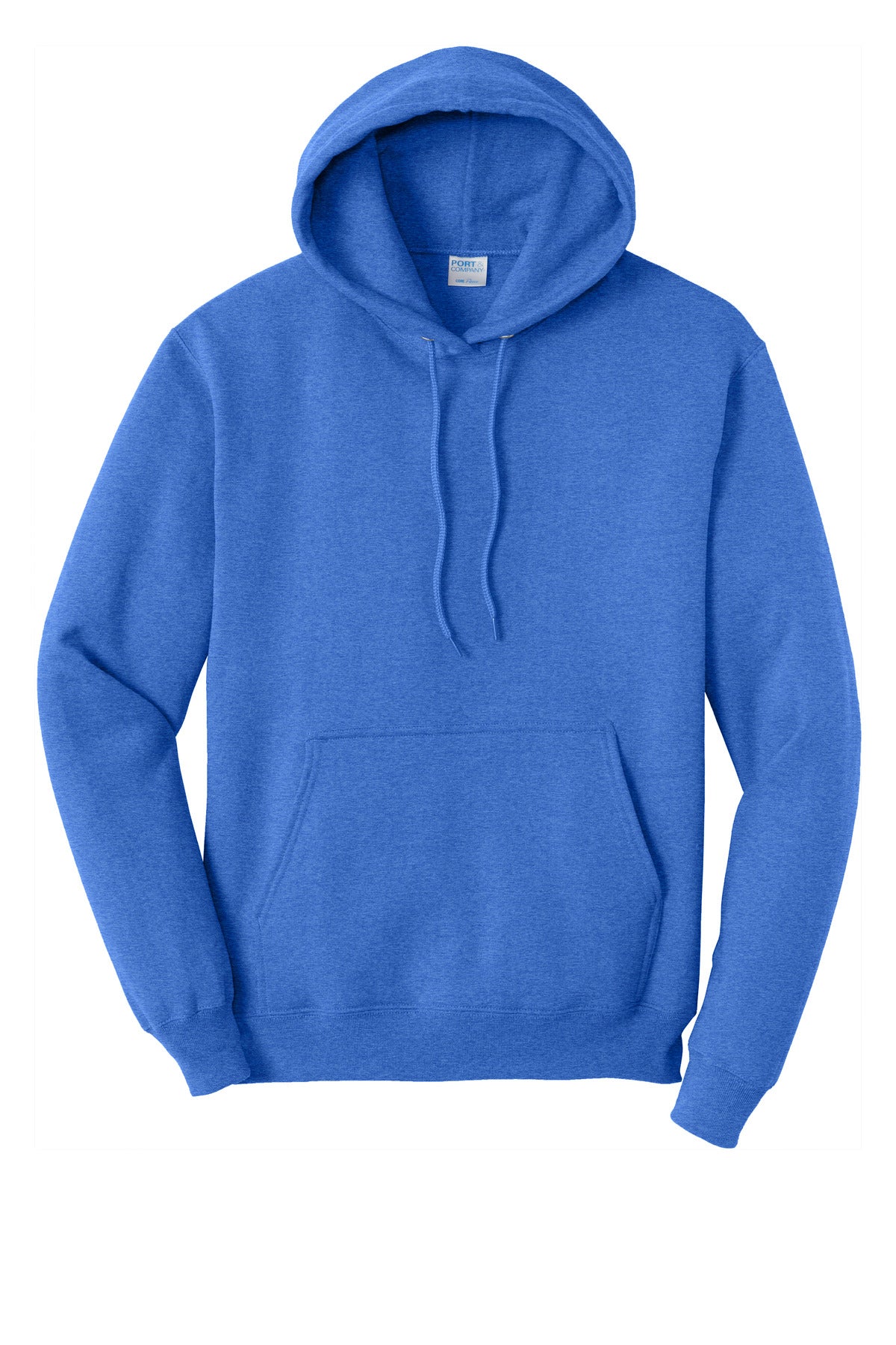 Front View of Hthr Royal Port & Co Core Fleece Pullover Hooded Sweatshirt. PC78H