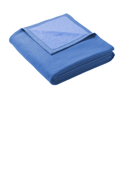 Front View of Hthr Royal Port & Co Oversized Core Fleece Sweatshirt Blanket BP79 plain