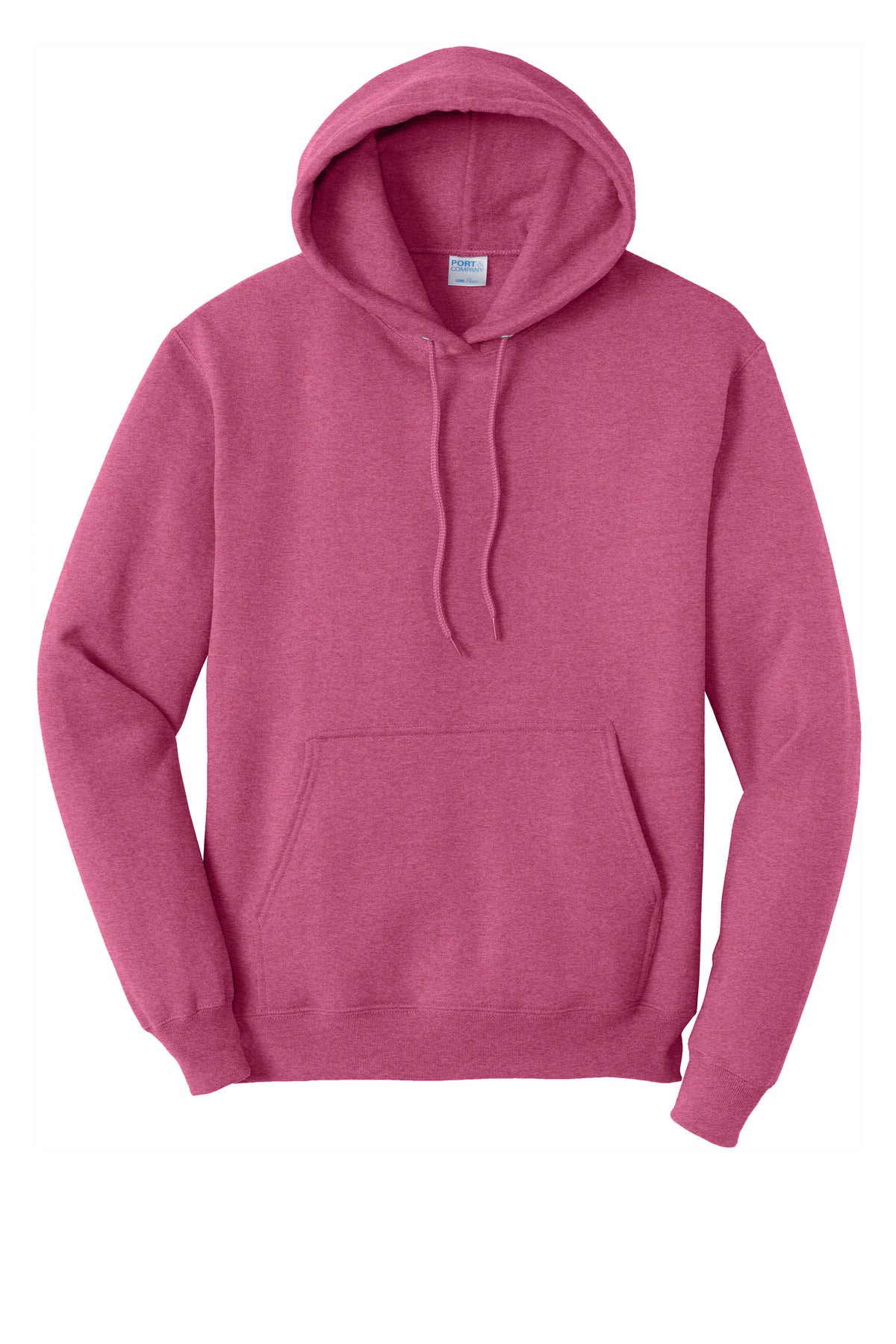 Front View of Hthr Sangria Port & Co Core Fleece Pullover Hooded Sweatshirt. PC78H