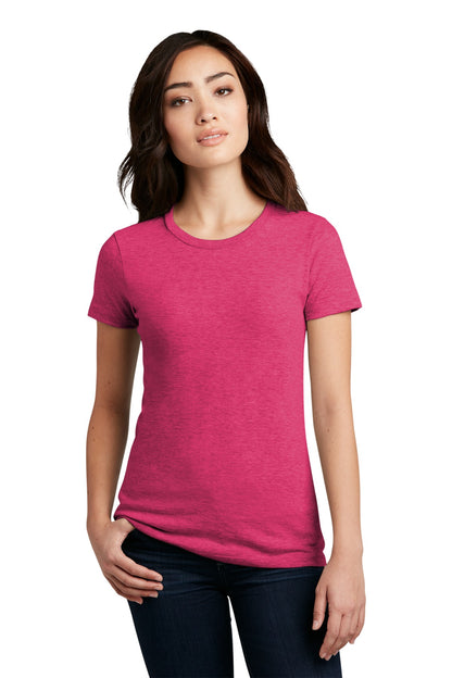 Front View of Hthr Watermlon District Women's Perfect Blend CVC Tee. DM108L plain