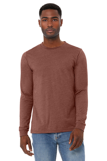 Front View of HthrClay BELLA+CANVAS Unisex Heather CVC Long Sleeve Tee BC3501CVC plain