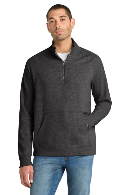 Front View of Hthrd Black District Lightweight Fleece 1/4-Zip. DM392 plain