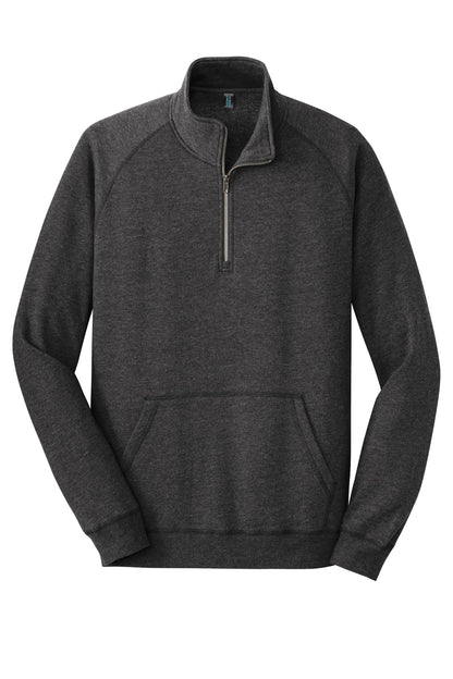 Front View of Hthrd Black District Lightweight Fleece 1/4-Zip. DM392 plain