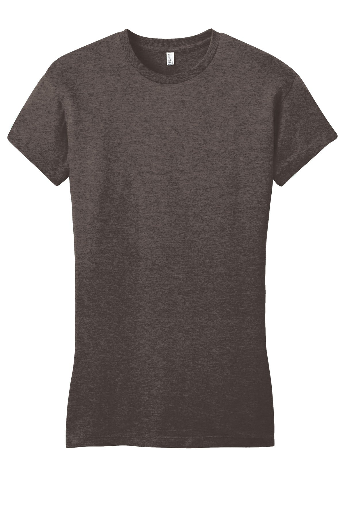 Front View of Hthrd Brown District Women's Fitted Very Important Tee . DT6001 plain