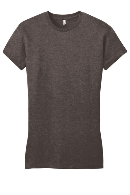 Front View of Hthrd Brown District Women's Fitted Very Important Tee . DT6001 plain