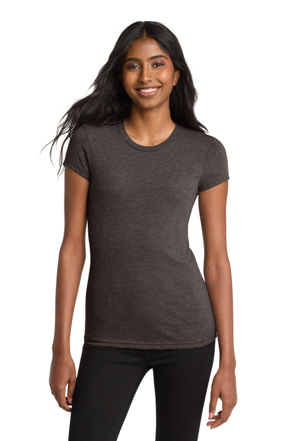 Front View of Hthrd Brown District Women's Fitted Very Important Tee . DT6001 plain