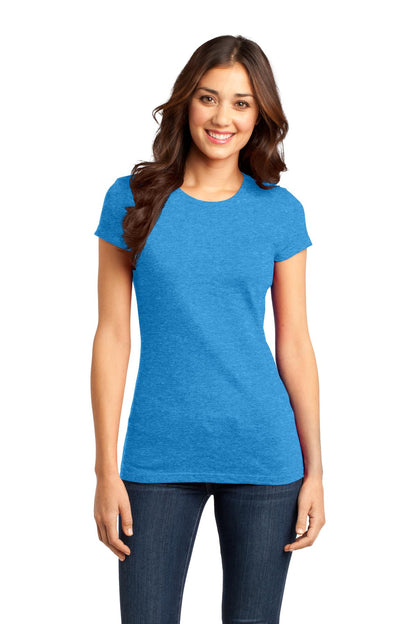 Front View of Hthrd Brt Turq District Women's Fitted Very Important Tee . DT6001 plain