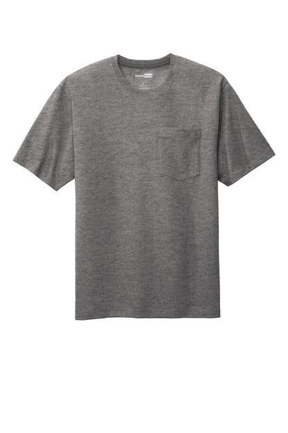 Front View of Hthrd Charcoal CornerStone Workwear Pocket Tee CS430 plain