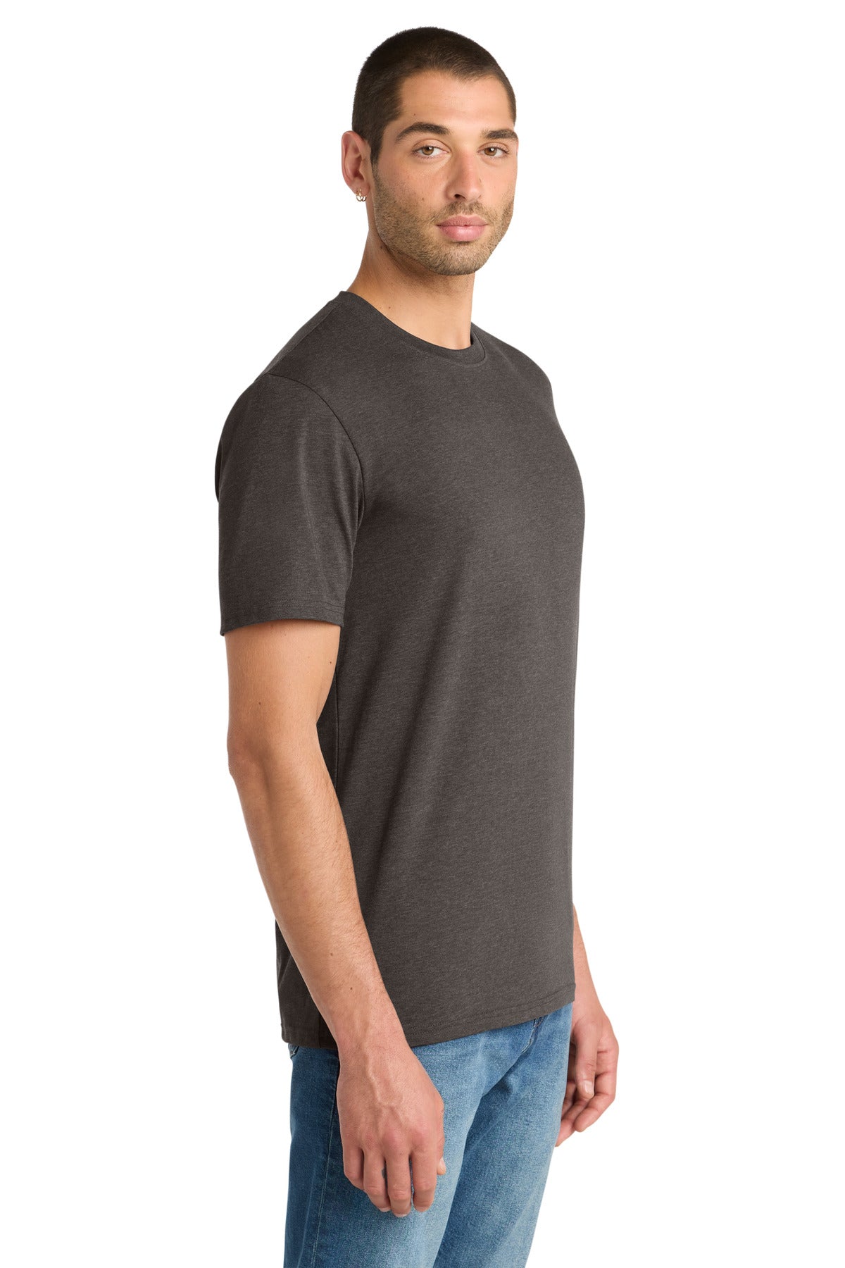 Front View of Hthrd Charcoal District Flex Tee DT7500 plain