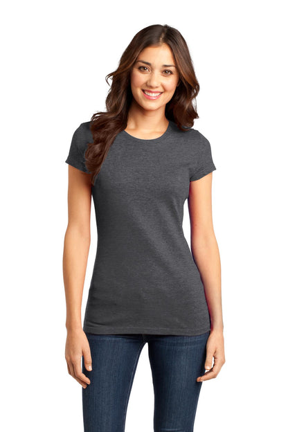 Front View of Hthrd Charcoal District Women's Fitted Very Important Tee . DT6001 plain