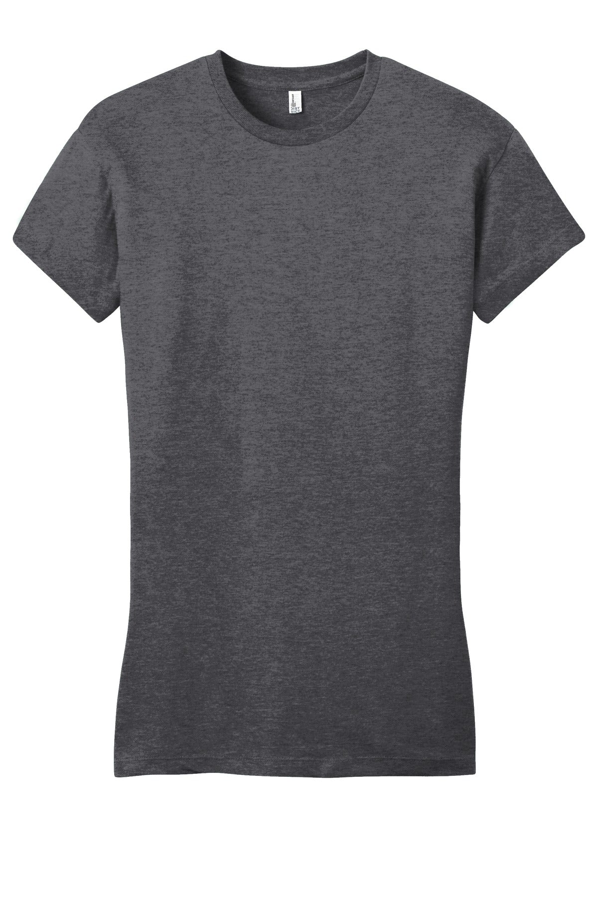 Front View of Hthrd Charcoal District Women's Fitted Very Important Tee . DT6001 plain