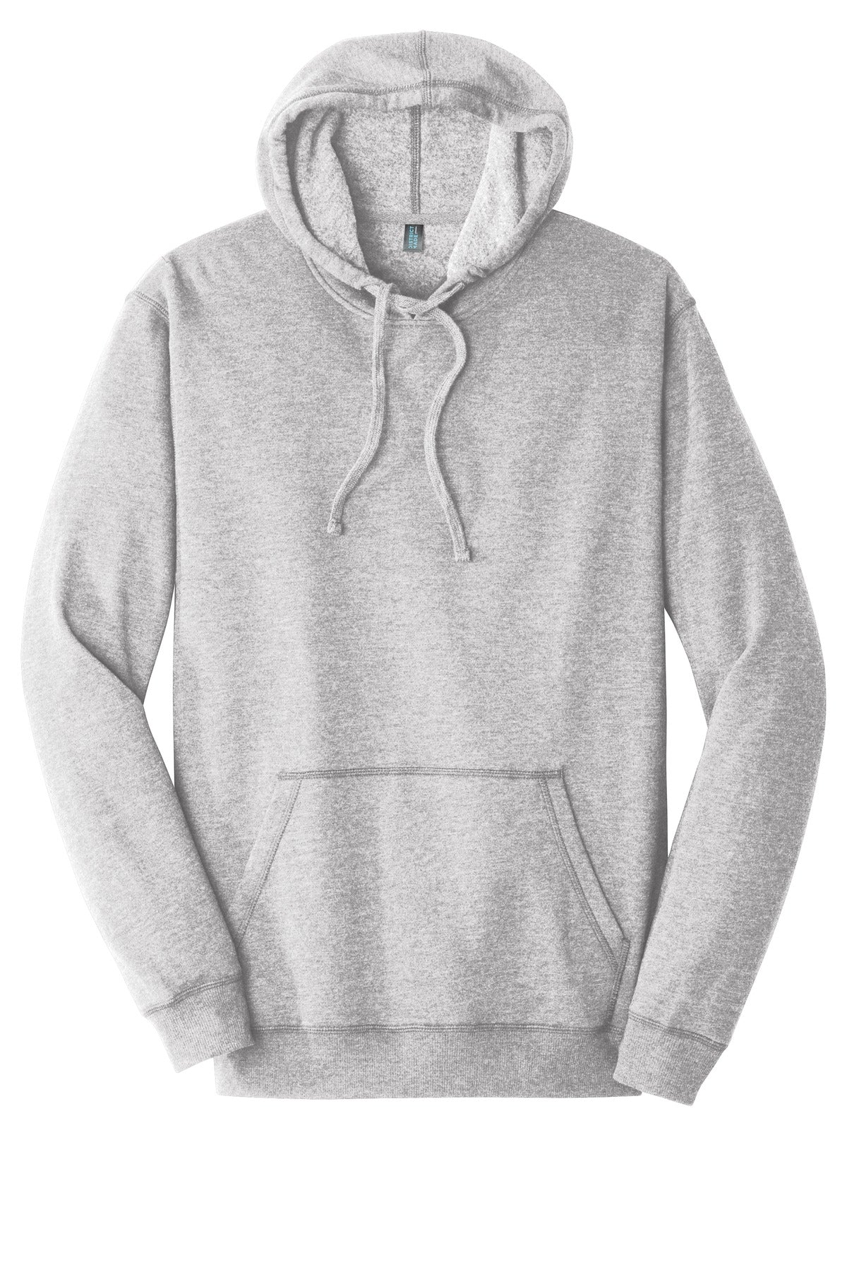 Front View of Hthrd Grey District Lightweight Fleece Hoodie. DM391 plain