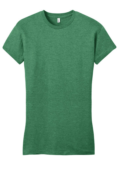 Front View of Hthrd Kelly Gn District Women's Fitted Very Important Tee . DT6001 plain
