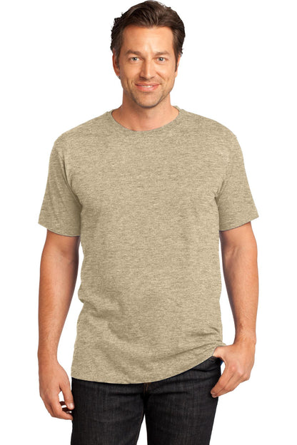 Front View of Hthrd Latte District Perfect Weight Tee. DT104 plain