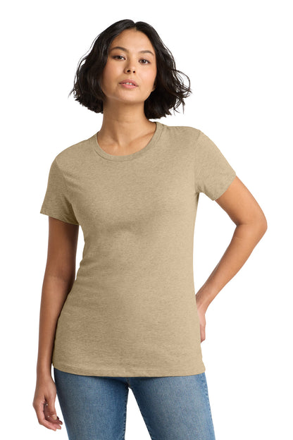 Front View of Hthrd Latte District Women's Perfect Weight Tee. DM104L plain