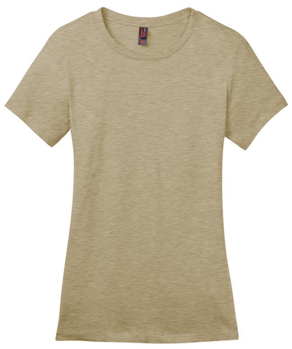 Front View of Hthrd Latte District Women's Perfect Weight Tee. DM104L plain