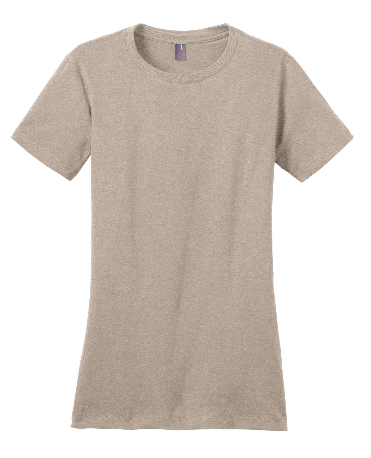 Front View of Hthrd Latte District Women's Perfect Weight Tee. DM104L plain