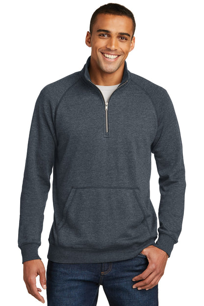 Front View of Hthrd Navy District Lightweight Fleece 1/4-Zip. DM392 plain