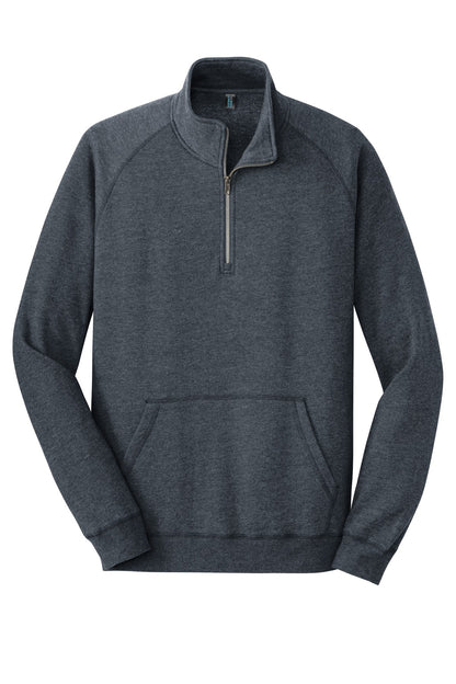 Front View of Hthrd Navy District Lightweight Fleece 1/4-Zip. DM392 plain