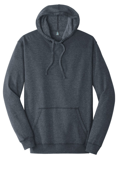 Front View of Hthrd Navy District Lightweight Fleece Hoodie. DM391 plain