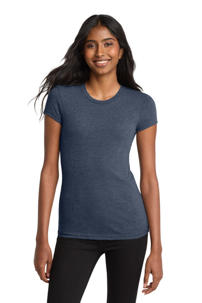 Front View of Hthrd Navy District Women's Fitted Very Important Tee . DT6001 plain