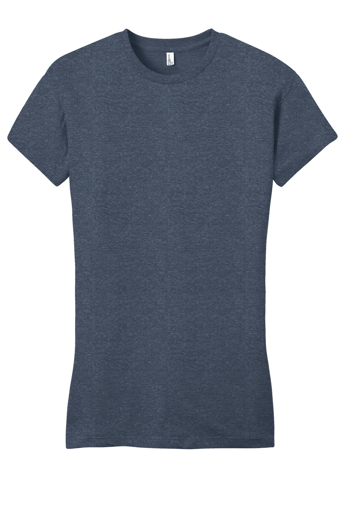 Front View of Hthrd Navy District Women's Fitted Very Important Tee . DT6001 plain