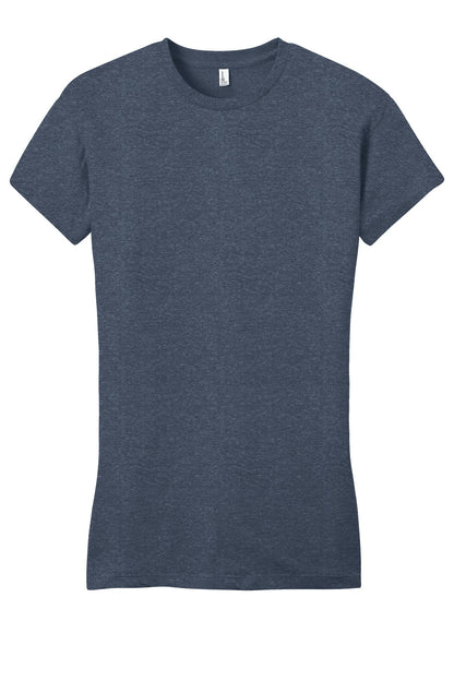 Front View of Hthrd Navy District Women's Fitted Very Important Tee . DT6001 plain