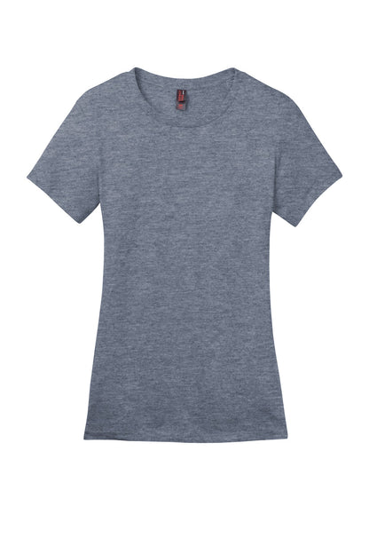 Front View of Hthrd Navy District Women's Perfect Weight Tee. DM104L plain