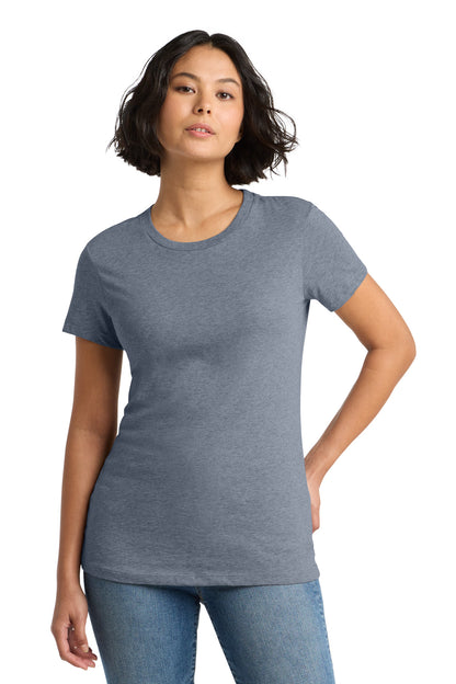 Front View of Hthrd Navy District Women's Perfect Weight Tee. DM104L plain