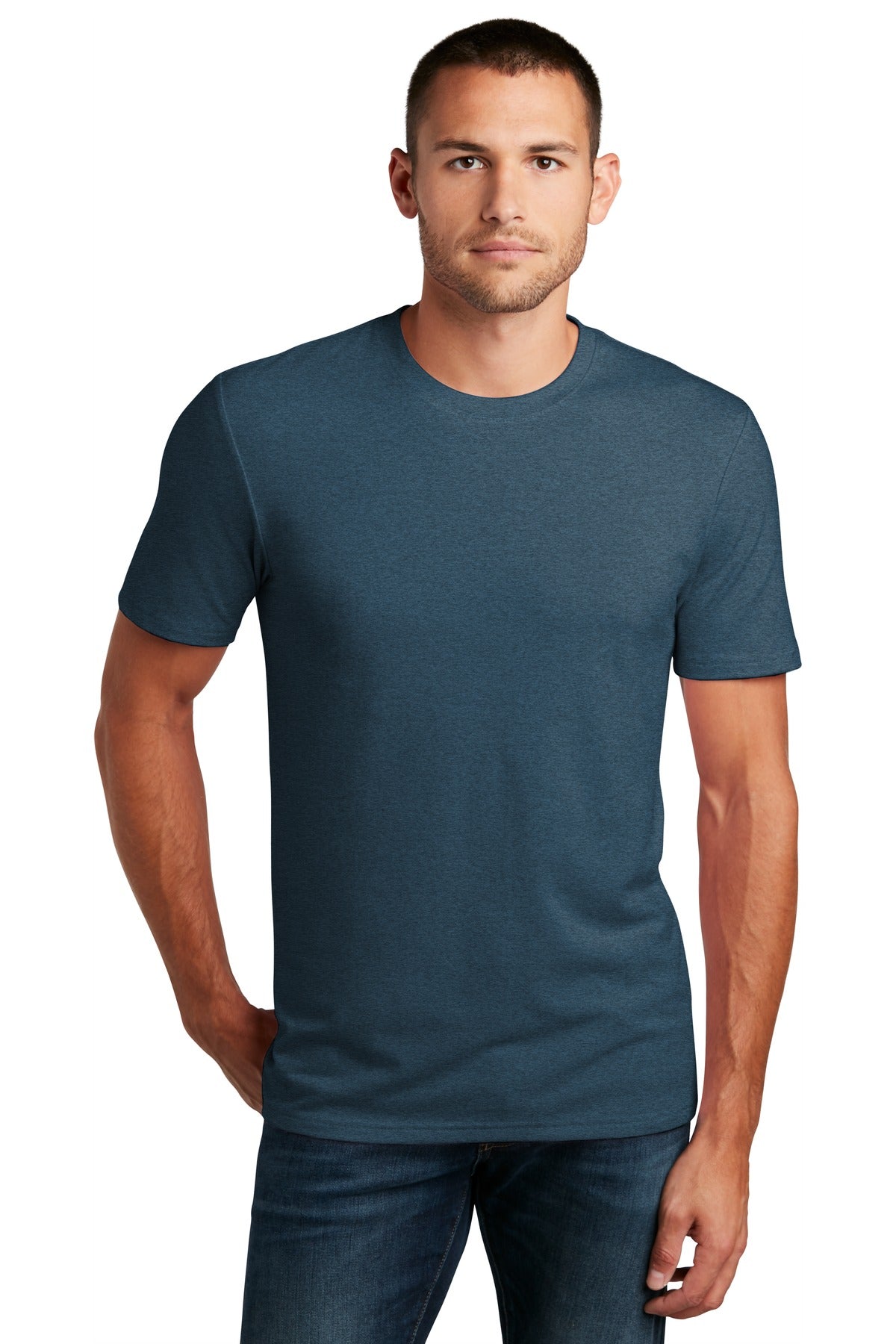 Front View of Hthrd Neptn Bl District Flex Tee DT7500 plain