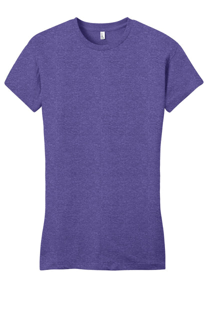 Front View of Hthrd Purple District Women's Fitted Very Important Tee . DT6001 plain