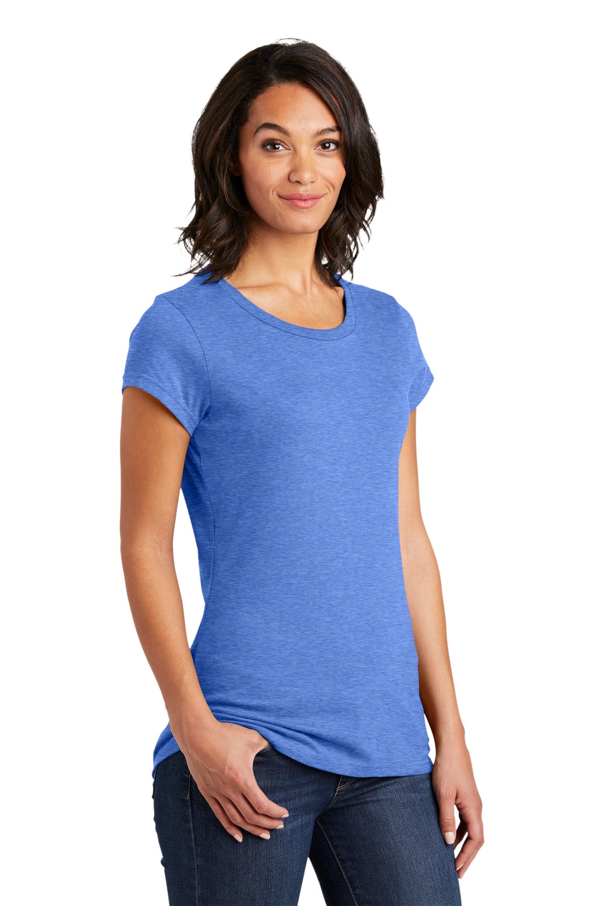 Front View of Hthrd Royal District Women's Fitted Very Important Tee . DT6001 plain