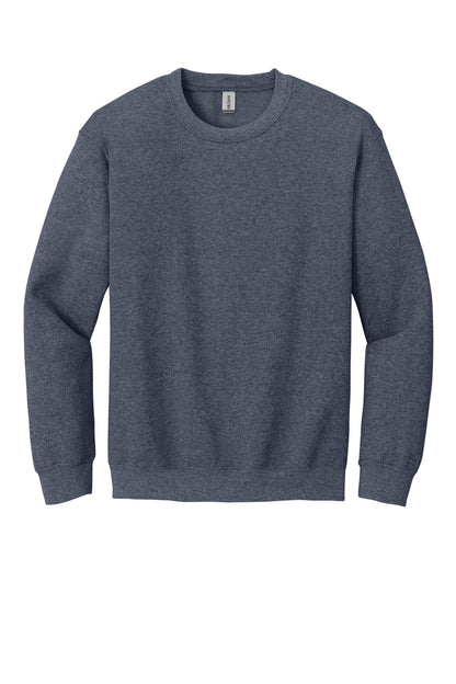 Front View of HthrDkNavy Gildan Heavy Blend Crewneck Sweatshirt. 18000 plain