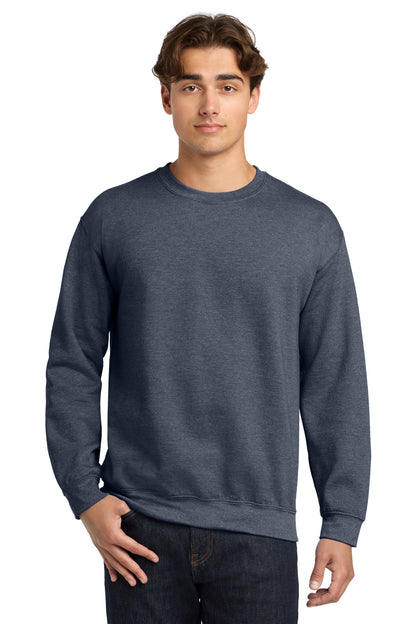 Front View of HthrDkNavy Gildan Heavy Blend Crewneck Sweatshirt. 18000 plain
